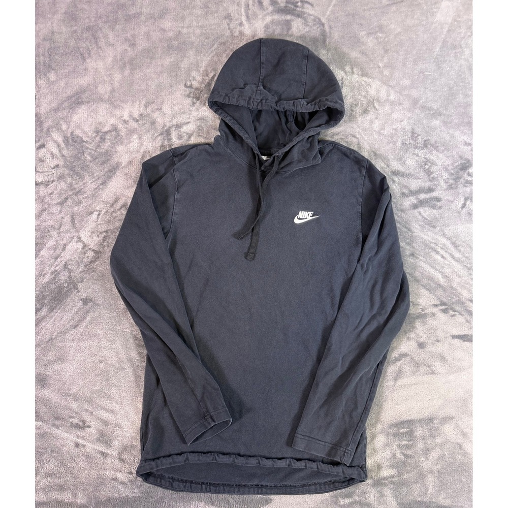 Y2K Nike Club Pullover Hoodie Long Sleeve Gray Logo Casual Men's Size S